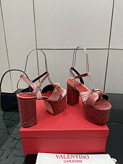 Valentino Garavani Velvet Crasher Platform Sandals Pink 125mm  - 4