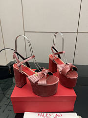Valentino Garavani Velvet Crasher Platform Sandals Pink 125mm  - 3