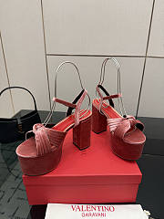 Valentino Garavani Velvet Crasher Platform Sandals Pink 125mm  - 2