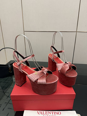 Valentino Garavani Velvet Crasher Platform Sandals Pink 125mm 