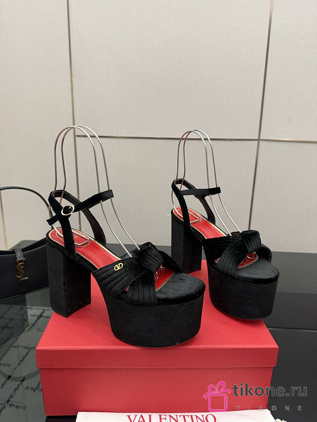 Valentino Garavani Velvet Crasher Platform Sandals Black 125mm  - 1