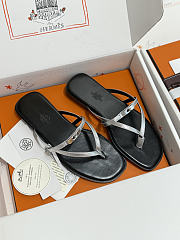 Hermes Miss Sandal Calfskin Black - Silver - 5