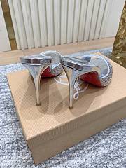Christian Louboutin Me Dolly Strass 100mm Mules Suede and Strass Silver 1230121S321 - 6