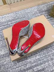 Christian Louboutin Me Dolly Strass 100mm Mules Suede and Strass Silver 1230121S321 - 5
