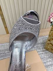 Christian Louboutin Me Dolly Strass 100mm Mules Suede and Strass Silver 1230121S321 - 4