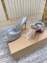 Christian Louboutin Me Dolly Strass 100mm Mules Suede and Strass Silver 1230121S321 - 3