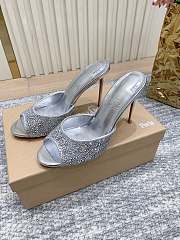 Christian Louboutin Me Dolly Strass 100mm Mules Suede and Strass Silver 1230121S321 - 2
