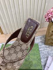 Gucci Vittoria Thong In Sand and Dark Brown GG Canvas 55mm - 6