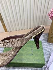 Gucci Vittoria Thong In Sand and Dark Brown GG Canvas 55mm - 5