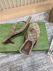 Gucci Vittoria Thong In Sand and Dark Brown GG Canvas 55mm - 2
