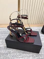 YSL Opyum Sandals In Patent Leather In Burgundy 8.5cm - 6