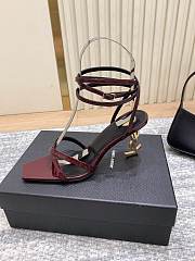 YSL Opyum Sandals In Patent Leather In Burgundy 8.5cm - 3