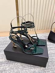 YSL Opyum Sandals In Patent Leather In Green 8.5cm - 5
