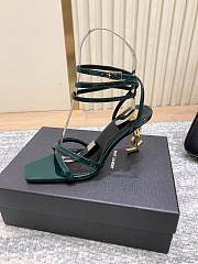 YSL Opyum Sandals In Patent Leather In Green 8.5cm - 2