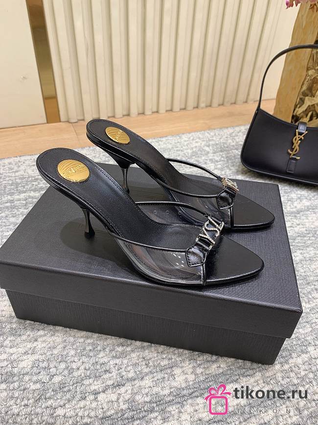 YSL Jerry Mules In TPU And Rhinestones In Black 8cm - 1