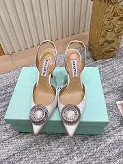Aquazzura 105mm Crystal Hoop Sling Pumps White - 1