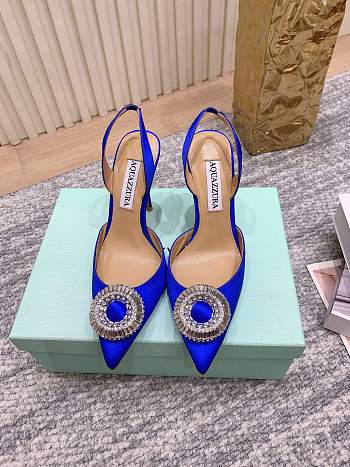 Aquazzura 105mm Crystal Hoop Sling Pumps Blue