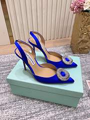 Aquazzura 105mm Crystal Hoop Sling Pumps Blue - 5