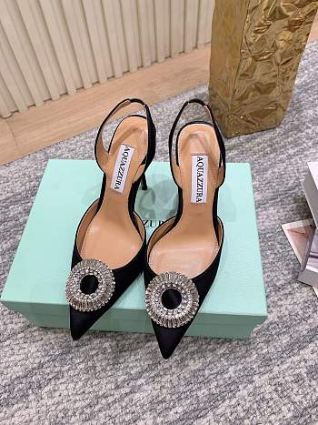 Aquazzura 105mm Crystal Hoop Sling Pumps Black