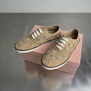 Miumiu Embroidered Drill Sneakers Malt Beige 5E370E - 1