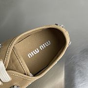 Miumiu Embroidered Drill Sneakers Malt Beige 5E370E - 5