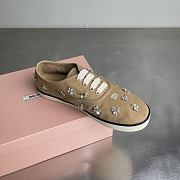 Miumiu Embroidered Drill Sneakers Malt Beige 5E370E - 4