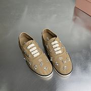 Miumiu Embroidered Drill Sneakers Malt Beige 5E370E - 3