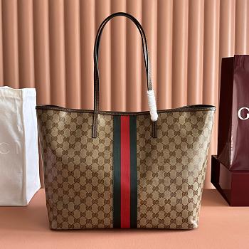  Gucci Tribeca Large Tote Bag Sand and Brown GG Canvas 874745 - 38x29.5x13cm
