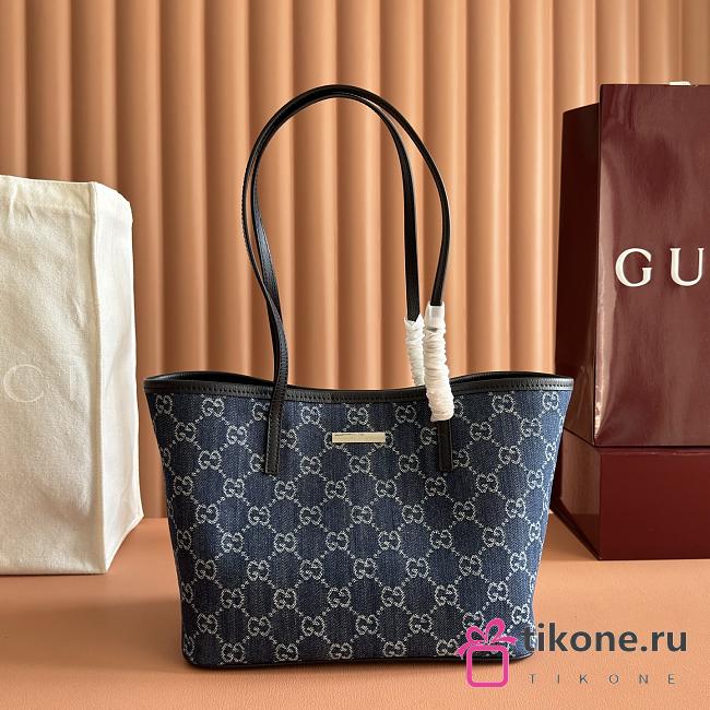 Gucci Tribeca Small Tote Bag ark Blue GG Denim 875236 - 25x19x11.5cm - 1