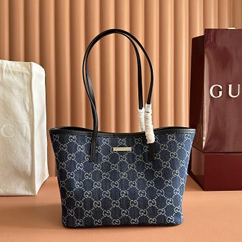 Gucci Tribeca Small Tote Bag ark Blue GG Denim 875236 - 25x19x11.5cm