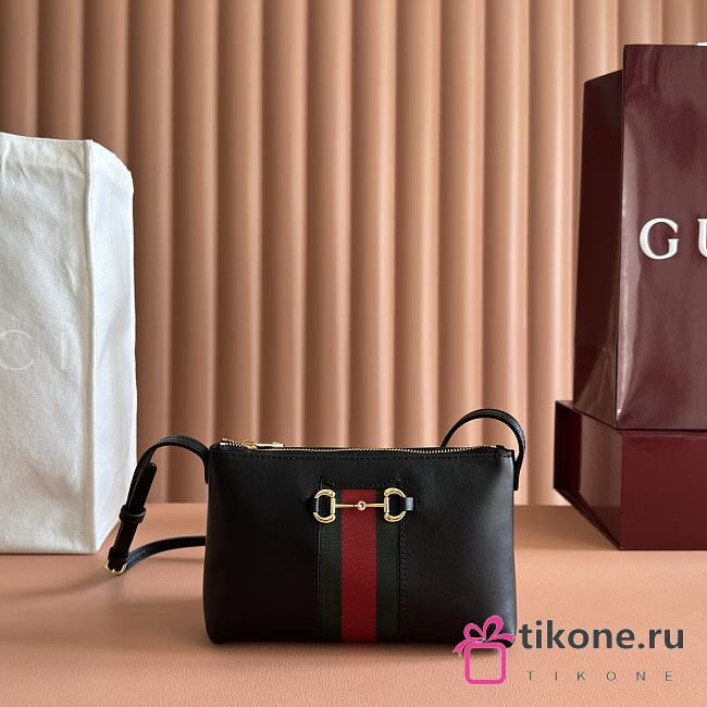 Gucci Horsebit Web Small Shoulder Bag Black Leather 867130 - 20x12.5x4.5(1.5)cm - 1