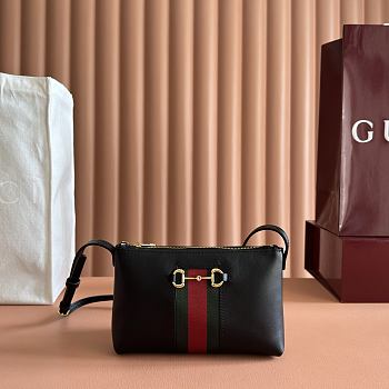 Gucci Horsebit Web Small Shoulder Bag Black Leather 867130 - 20x12.5x4.5(1.5)cm