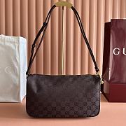 Gucci Half Horsebit Medium Shoulder Bag Dark Brown GG Canvas 860787 - 31.5x17x12cm - 4