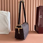 Gucci Half Horsebit Medium Shoulder Bag Dark Brown GG Canvas 860787 - 31.5x17x12cm - 3
