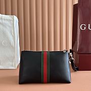 Gucci Web Trademark Medium Pouch In Black Leather 867275 - 26.5x15.5x10.5cm - 2