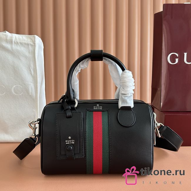 Gucci Web Trademark Small Duffle Bag Black Leather 866980 - 25x16x14cm - 1