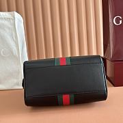 Gucci Web Trademark Small Duffle Bag Black Leather 866980 - 25x16x14cm - 4