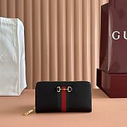 Gucci Horsebit Web Zip Around Wallet In Black Leather 867124 - 19.5x11x3cm - 1
