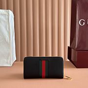 Gucci Horsebit Web Zip Around Wallet In Black Leather 867124 - 19.5x11x3cm - 6