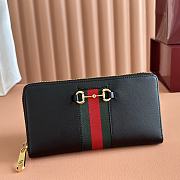 Gucci Horsebit Web Zip Around Wallet In Black Leather 867124 - 19.5x11x3cm - 2