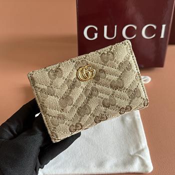 Gucci GG Marmont Small Wallet Sand and Brown GG Canvas 773427 - 11.5x8x3cm