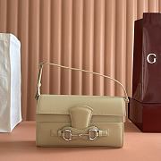 Gucci Horsebit Ristretto Medium Shoulder Bag In Beige Leather - 26x14.5x4.5cm - 1