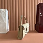 Gucci Horsebit Ristretto Medium Shoulder Bag In Beige Leather - 26x14.5x4.5cm - 4