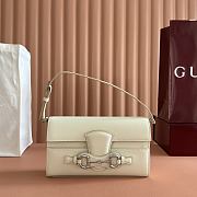 Gucci Horsebit Ristretto Medium Shoulder Bag In White Leather - 26x14.5x4.5cm - 1