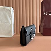 Gucci Horsebit Ristretto Medium Shoulder Bag In Black Leather - 26x14.5x4.5cm - 4
