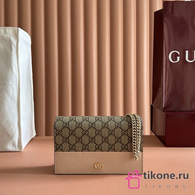Gucci Bi-Colour GG Marmont Wallet On Chain Pink Leather 497985 - 20x12.5x4cm - 1