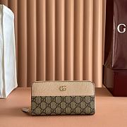 Gucci Bi-Color GG Marmont Zip Around Wallet In Pink Leather 456117 - 19x10x2.5cm - 1