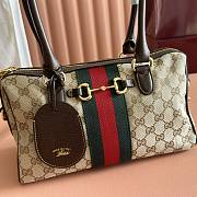 Gucci Borsetto Medium Boston Bag Sand and Brown GG Canvas 866732 - 28x15x10cm - 4