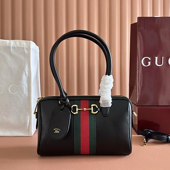 Gucci Borsetto Medium Boston Bag Black Leather 866732 - 28x15x10cm
