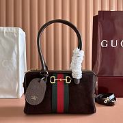 Gucci Borsetto Medium Boston Bag Dark Brown Suede Leather 866732 - 28x15x10cm - 1